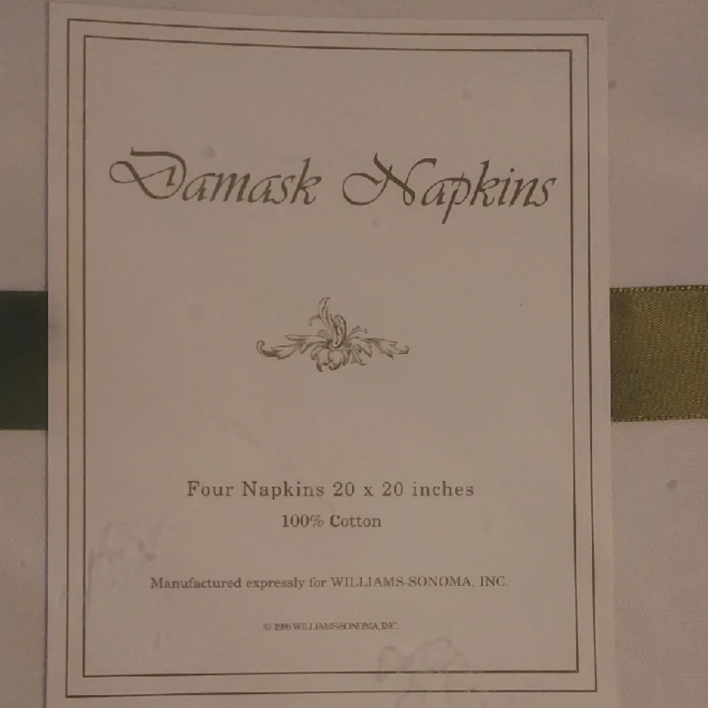 Williams Sonoma White Damask Napkins